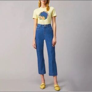 Tory Burch High Waist Flared Denim Pant in Rinse Wash Size 25